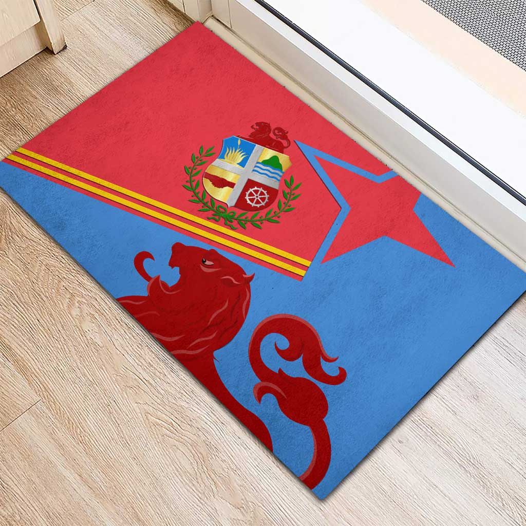 Aruba Flag Rubber Doormat Elements Merged with Country's Shape – Unique National Design