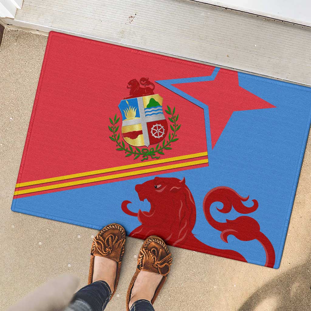 Aruba Flag Rubber Doormat Elements Merged with Country's Shape – Unique National Design