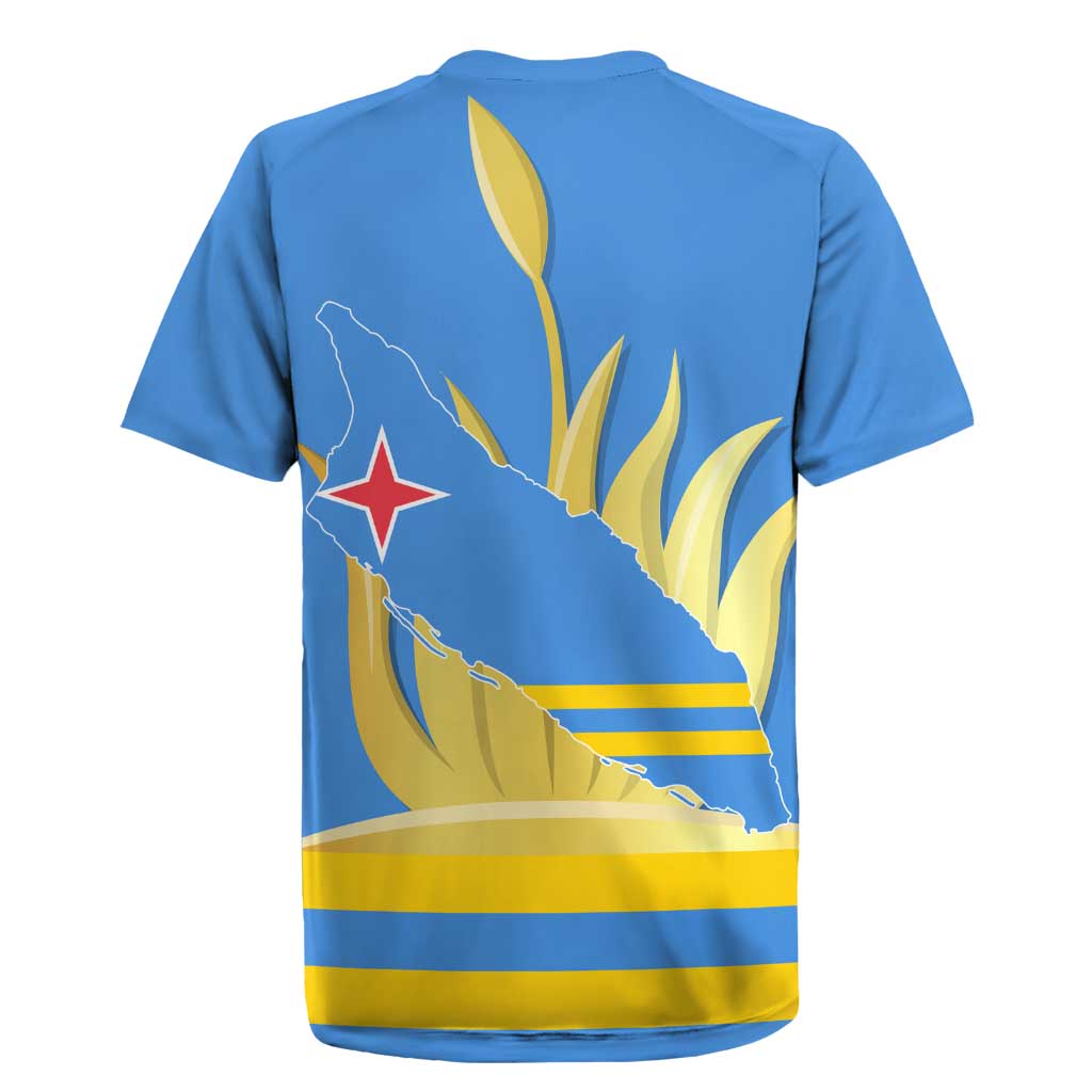 Aruba Flag Rugby Jersey Elements Merged with Country's Shape – Unique National Design