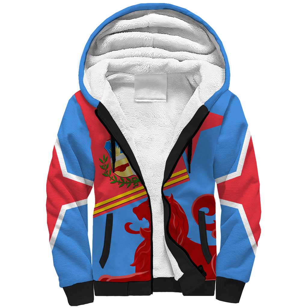 Aruba Flag Sherpa Hoodie Elements Merged with Country's Shape – Unique National Design