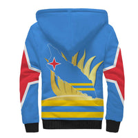 Aruba Flag Sherpa Hoodie Elements Merged with Country's Shape – Unique National Design