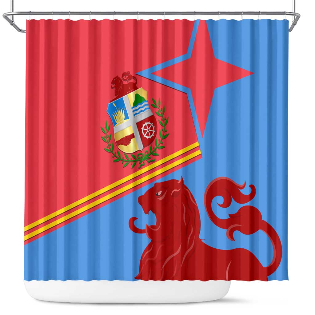Aruba Flag Shower Curtain Elements Merged with Country's Shape – Unique National Design
