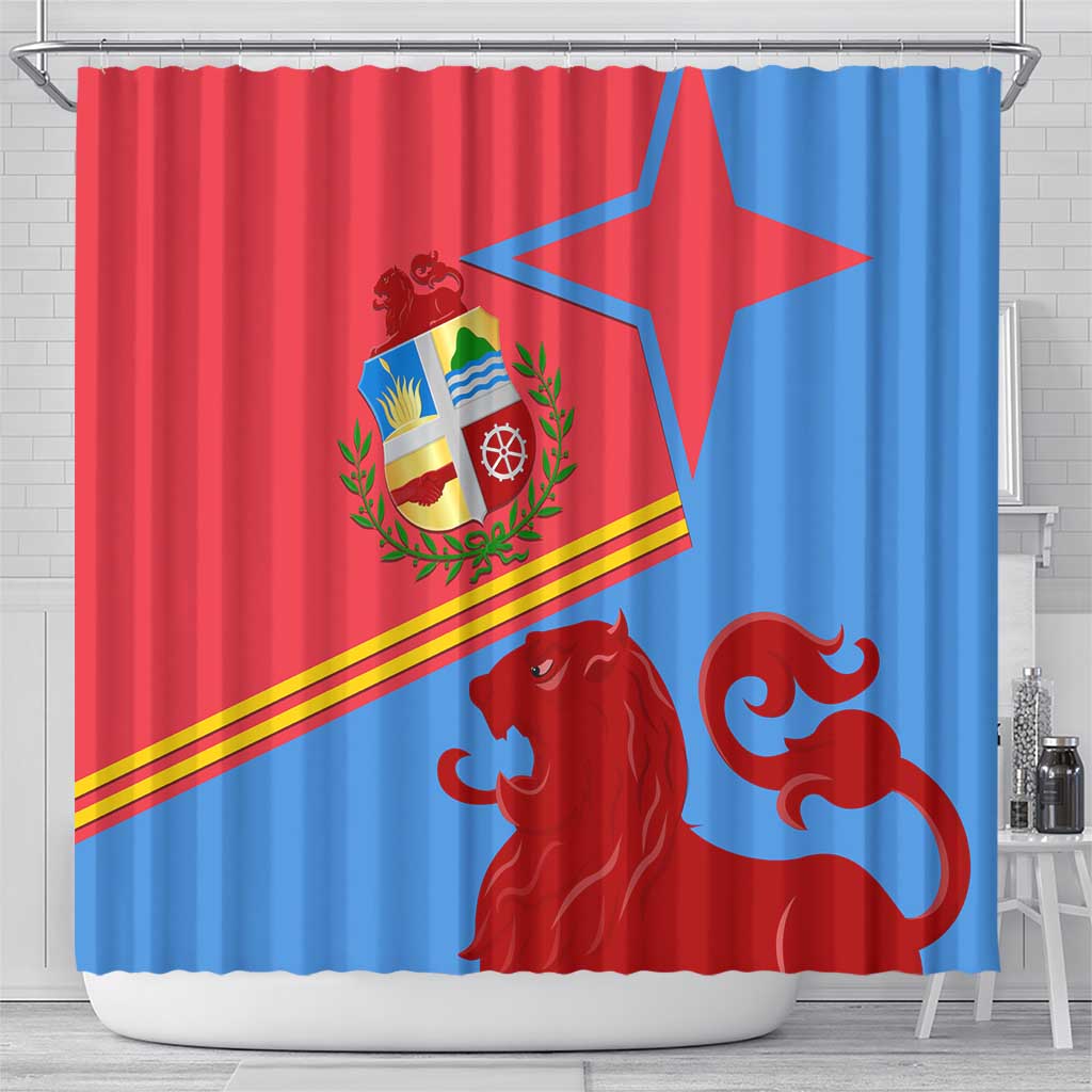 Aruba Flag Shower Curtain Elements Merged with Country's Shape – Unique National Design