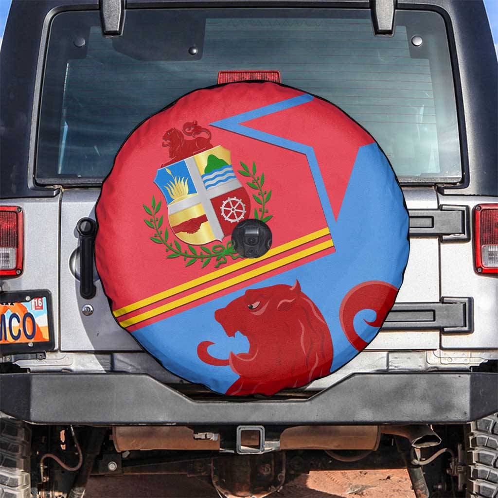 Aruba Flag Spare Tire Cover Elements Merged with Country's Shape – Unique National Design