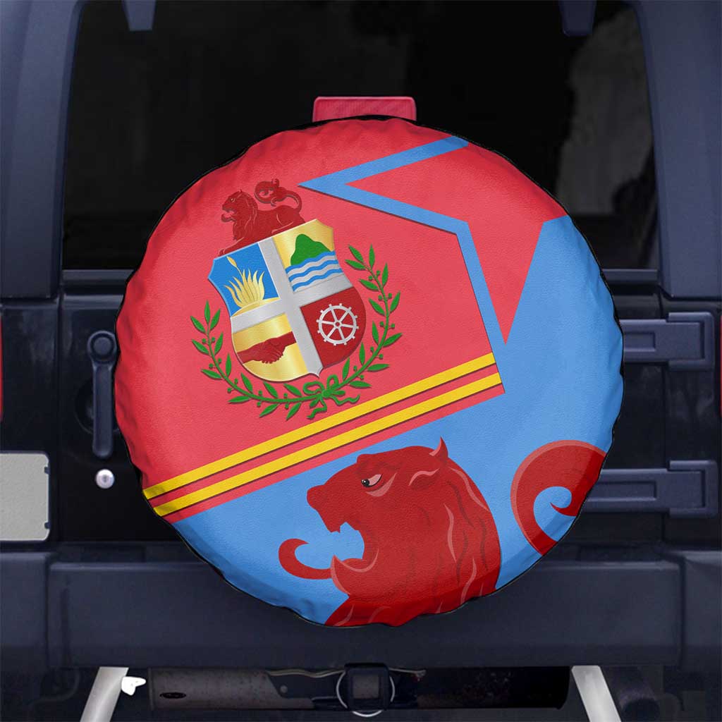 Aruba Flag Spare Tire Cover Elements Merged with Country's Shape – Unique National Design