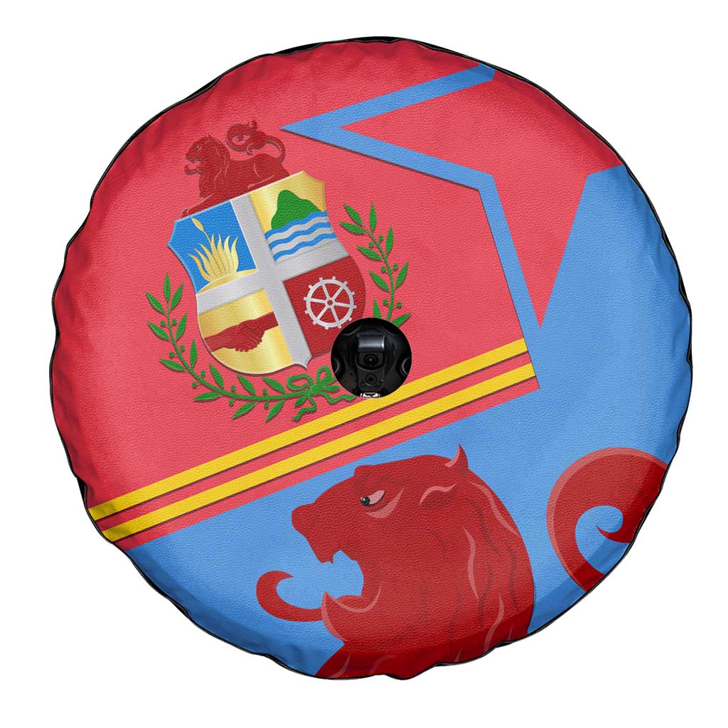 Aruba Flag Spare Tire Cover Elements Merged with Country's Shape – Unique National Design