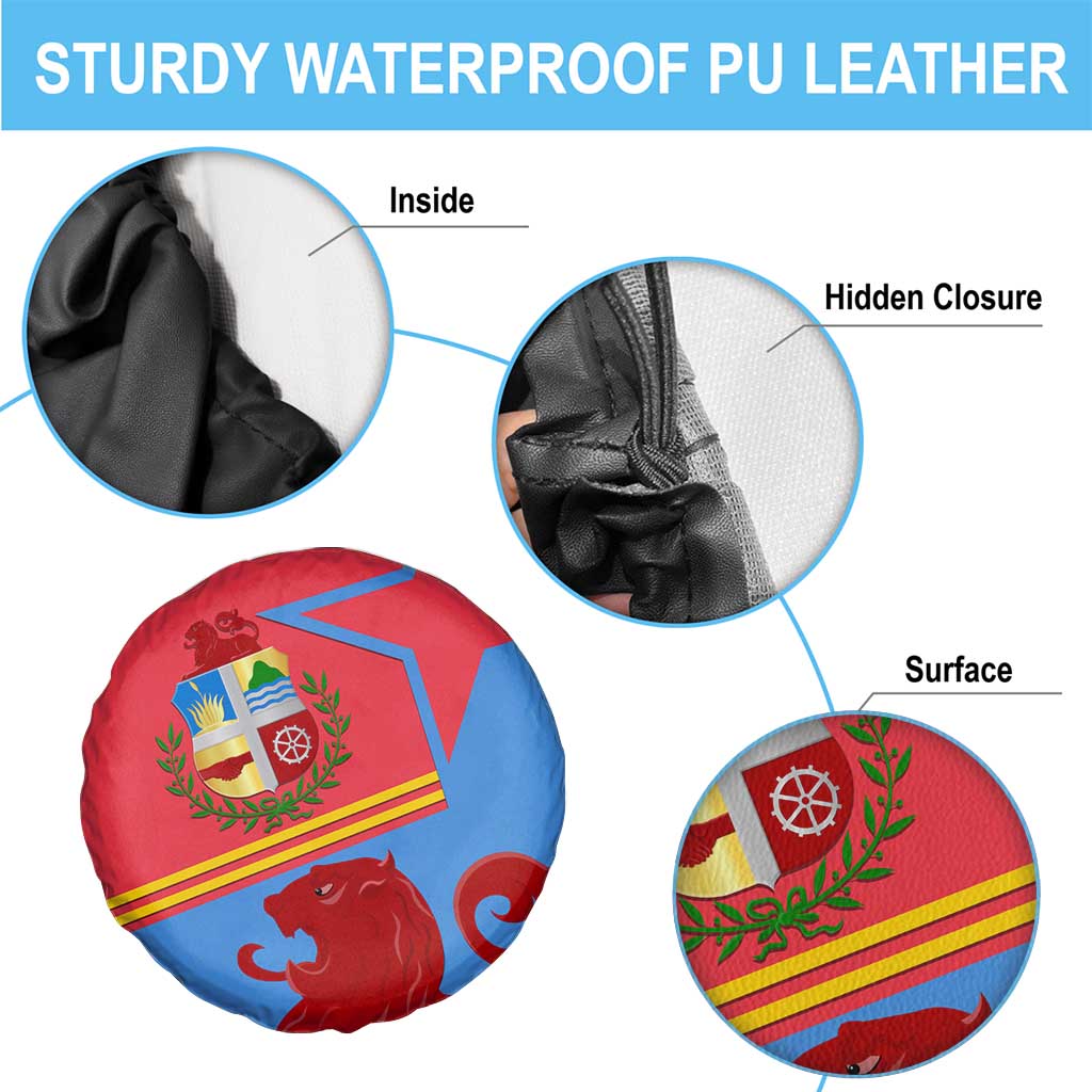 Aruba Flag Spare Tire Cover Elements Merged with Country's Shape – Unique National Design