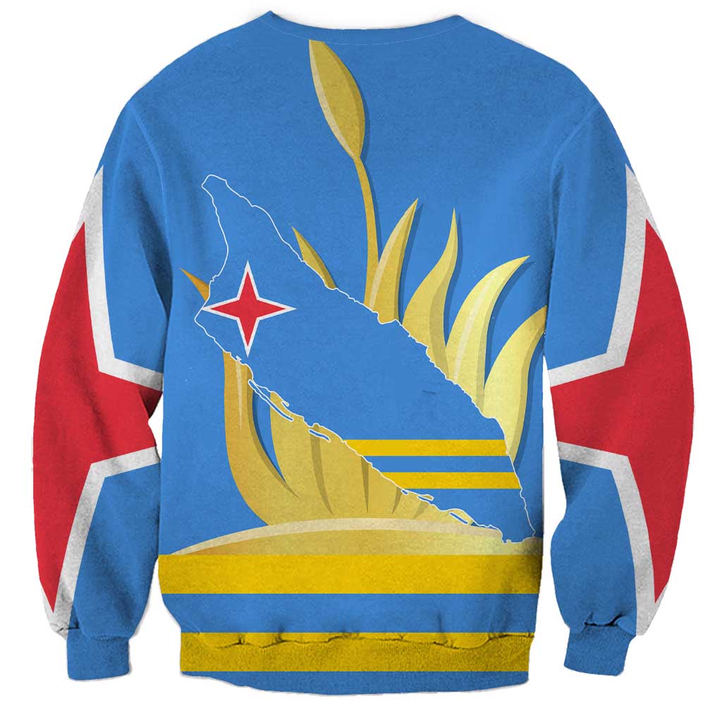 Aruba Flag Sweatshirt Elements Merged with Country's Shape – Unique National Design