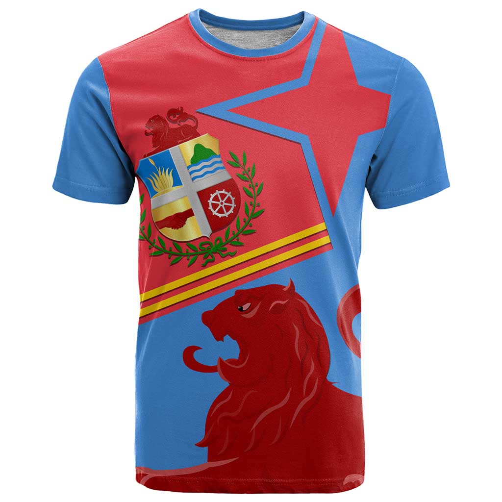 Aruba Flag T Shirt Elements Merged with Country's Shape – Unique National Design