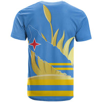 Aruba Flag T Shirt Elements Merged with Country's Shape – Unique National Design