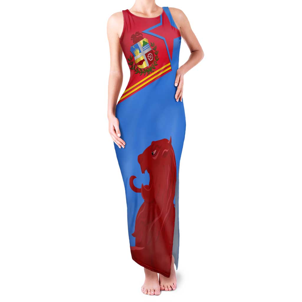 Aruba Flag Tank Maxi Dress Elements Merged with Country's Shape – Unique National Design