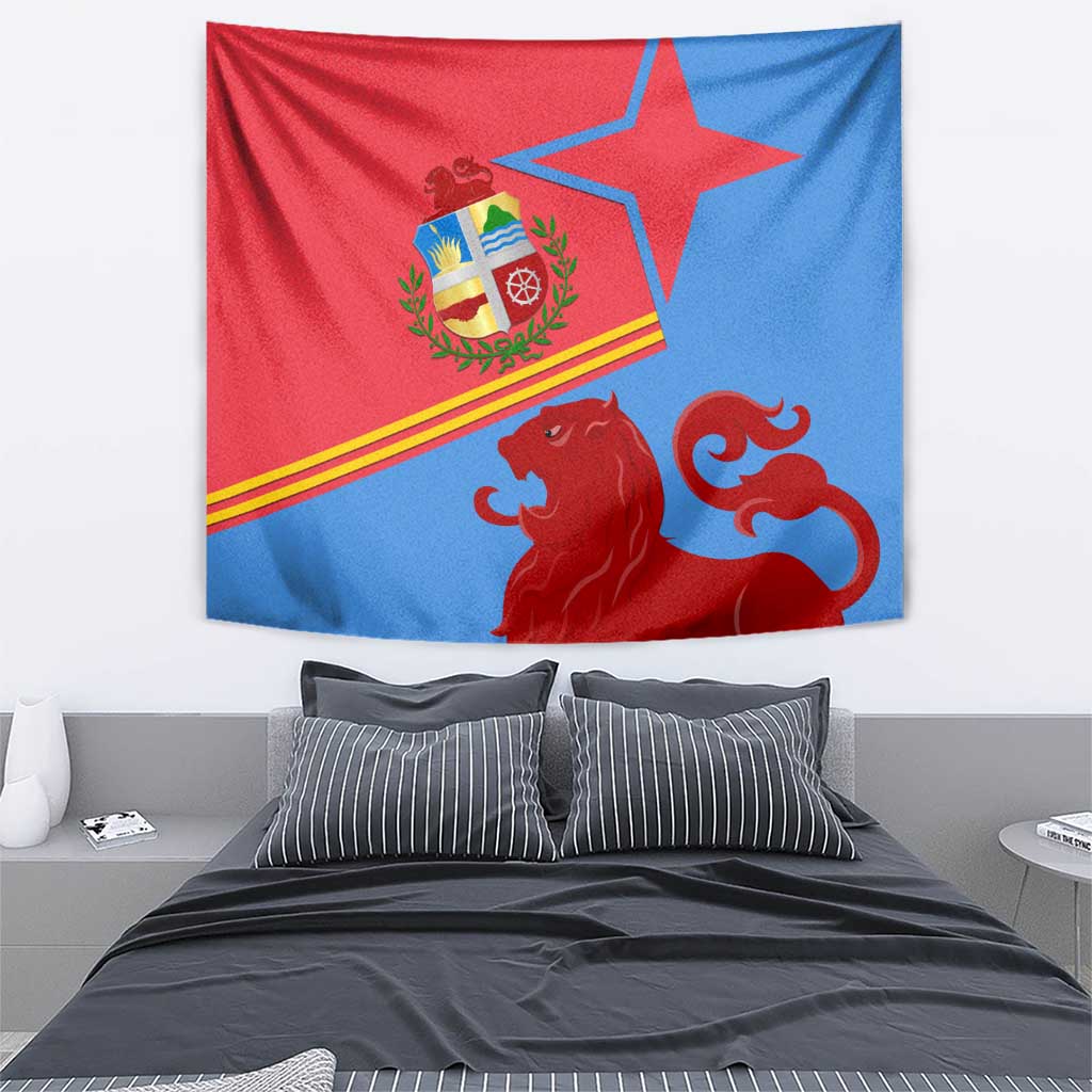 Aruba Flag Tapestry Elements Merged with Country's Shape – Unique National Design