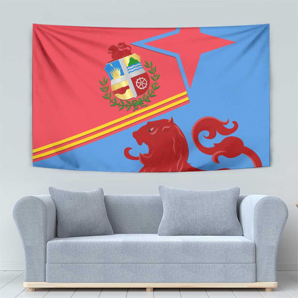 Aruba Flag Tapestry Elements Merged with Country's Shape – Unique National Design