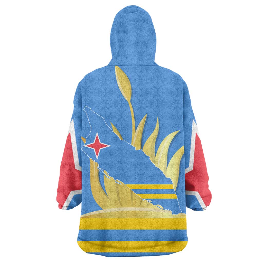 Aruba Flag Wearable Blanket Hoodie Elements Merged with Country's Shape – Unique National Design