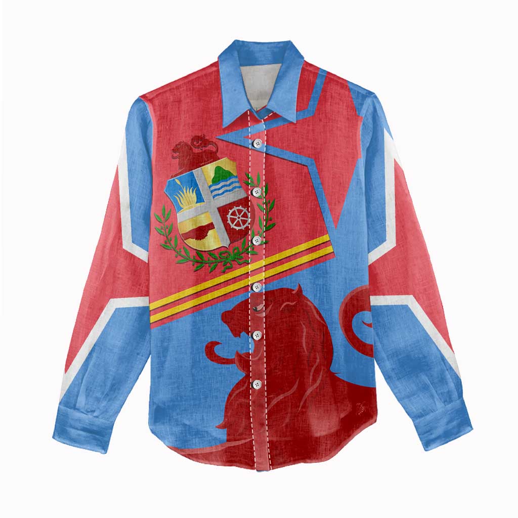 Aruba Flag Women Casual Shirt Elements Merged with Country's Shape – Unique National Design