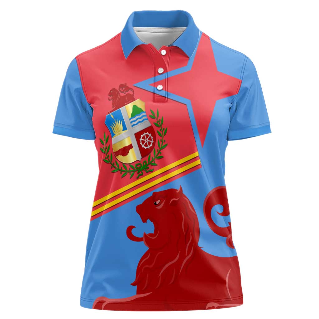 Aruba Flag Women Polo Shirt Elements Merged with Country's Shape – Unique National Design