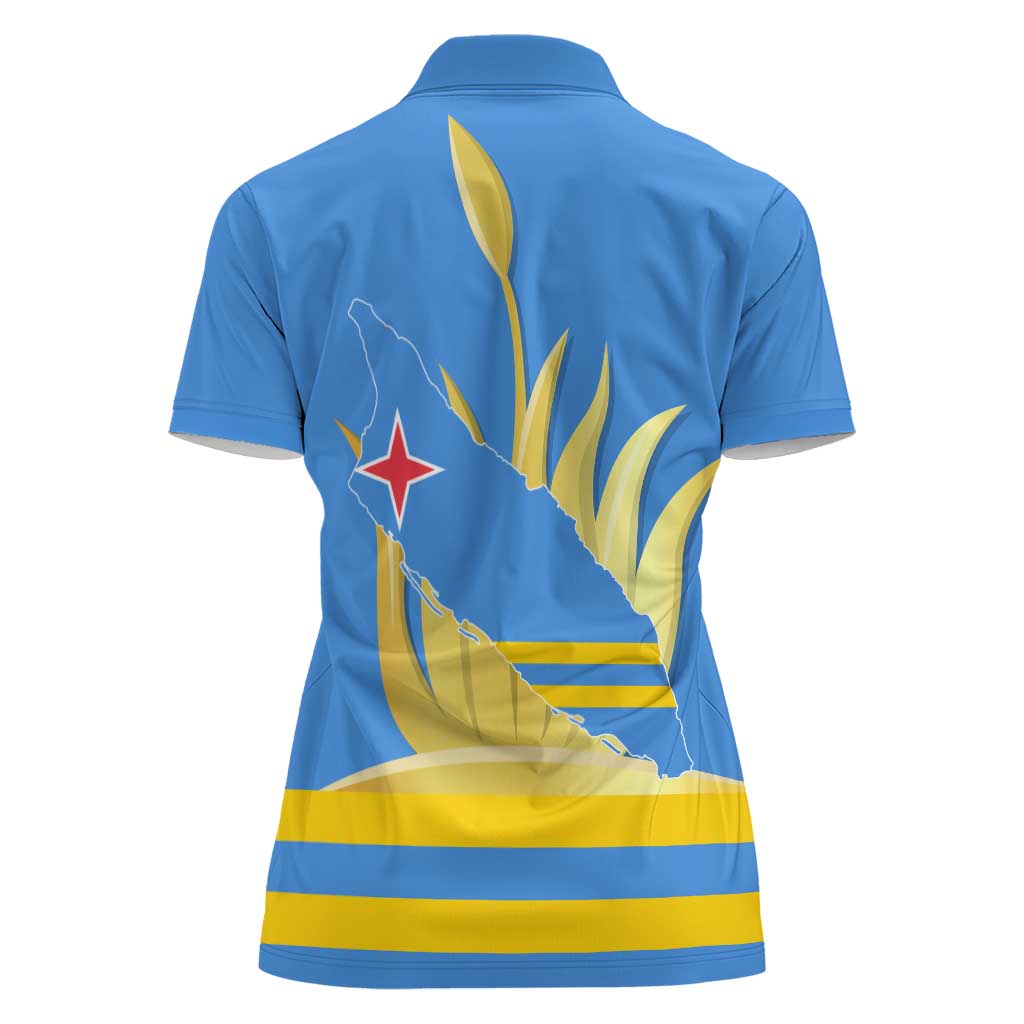 Aruba Flag Women Polo Shirt Elements Merged with Country's Shape – Unique National Design
