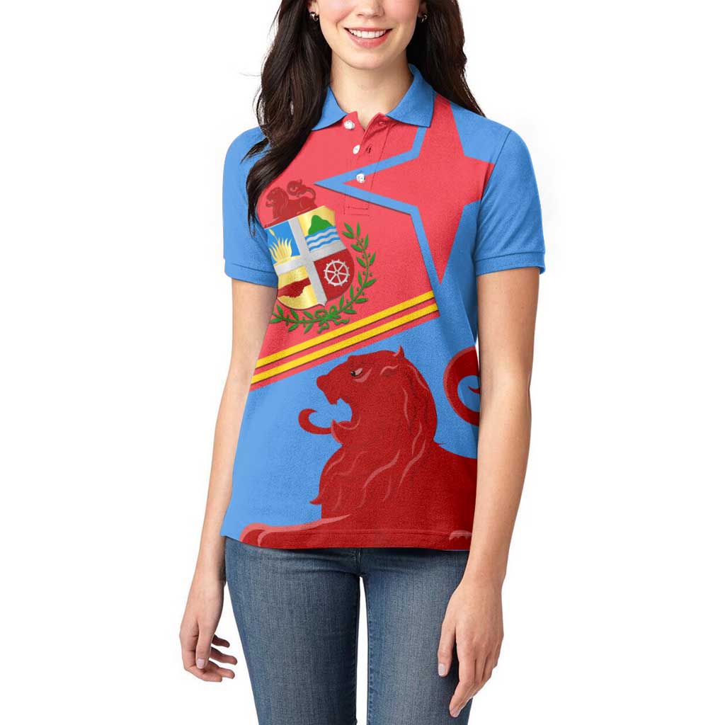 Aruba Flag Women Polo Shirt Elements Merged with Country's Shape – Unique National Design