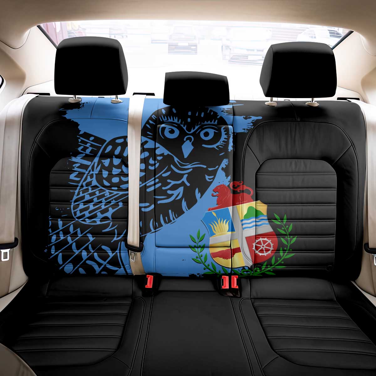 Aruba's Mascot Back Car Seat Cover Blended with National Flag Details – Symbolic Design