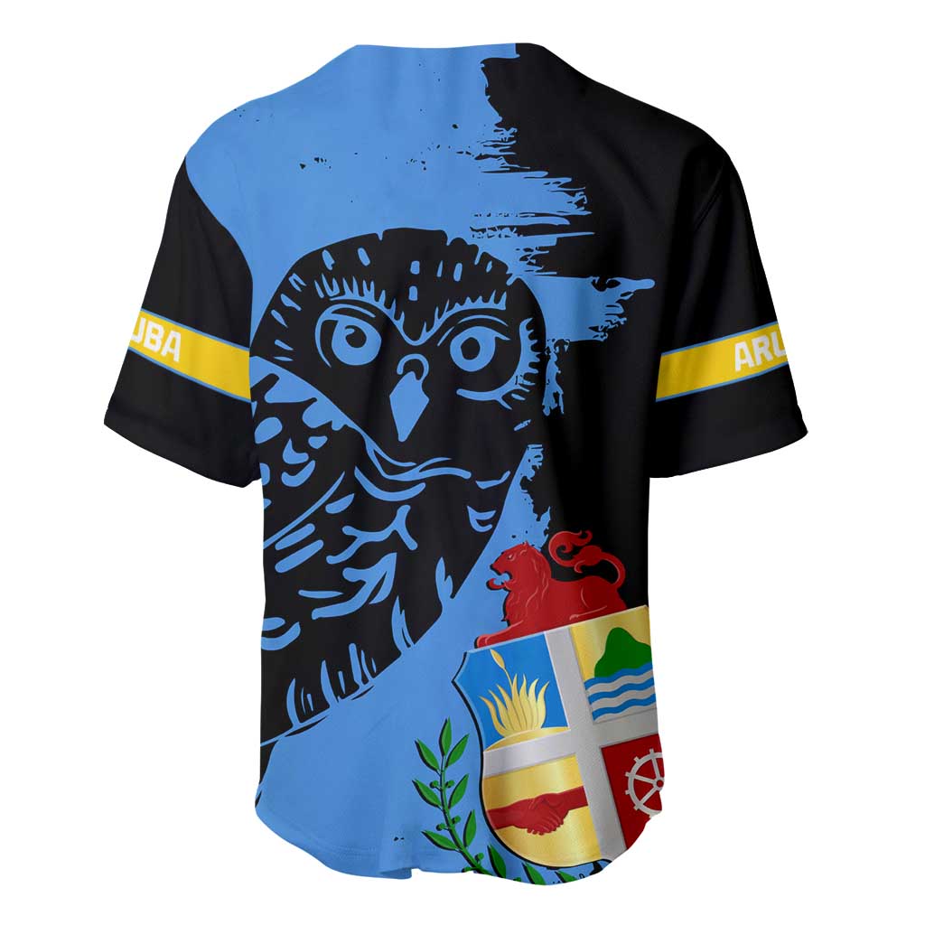Aruba's Mascot Baseball Jersey Blended with National Flag Details – Symbolic Design