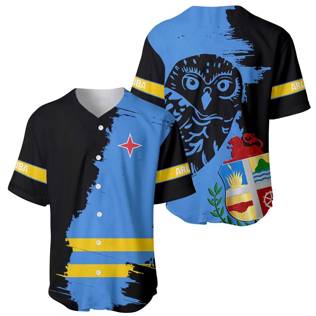 Aruba's Mascot Baseball Jersey Blended with National Flag Details – Symbolic Design