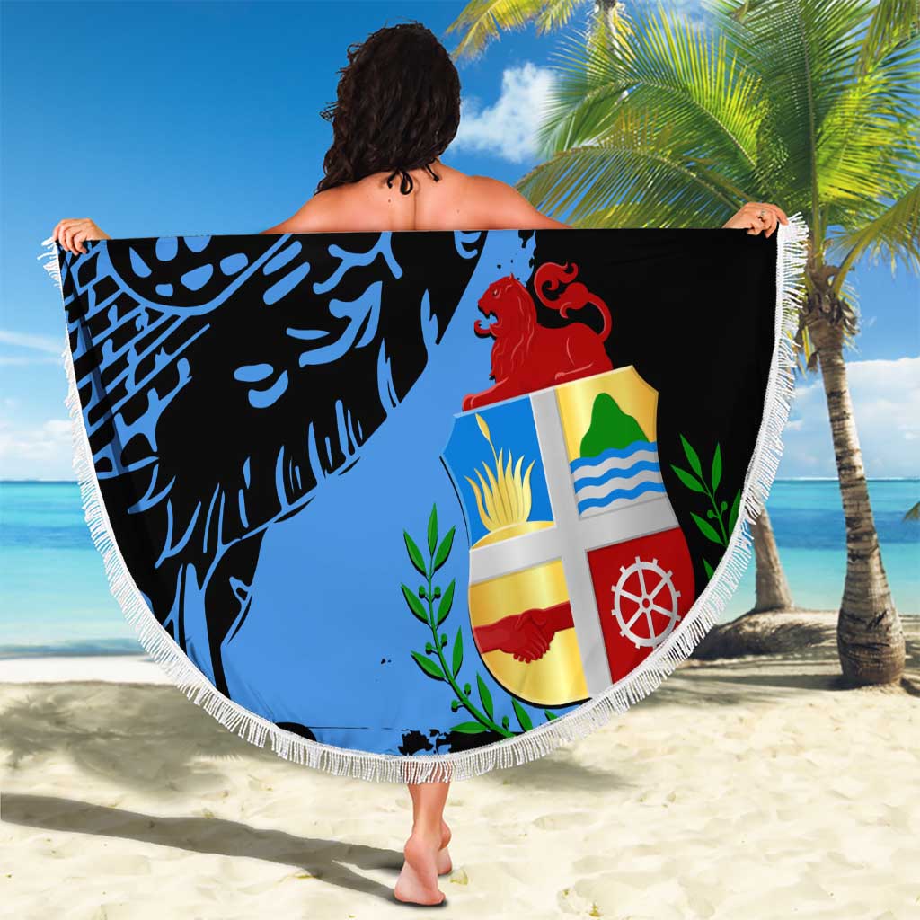 Aruba's Mascot Beach Blanket Blended with National Flag Details – Symbolic Design