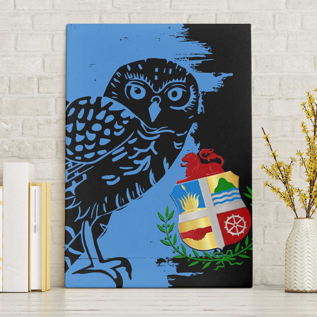 Aruba's Mascot Canvas Wall Art Blended with National Flag Details – Symbolic Design