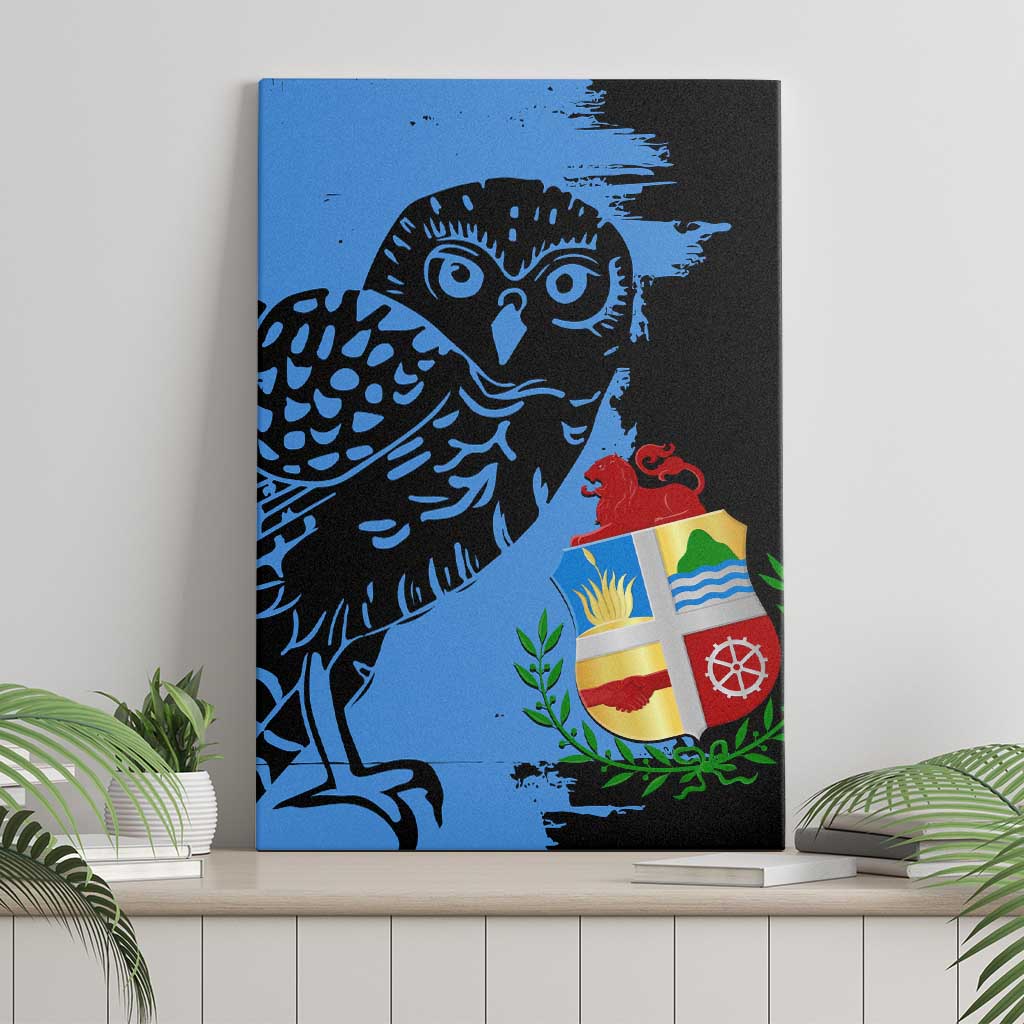 Aruba's Mascot Canvas Wall Art Blended with National Flag Details – Symbolic Design