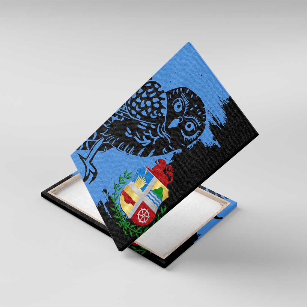 Aruba's Mascot Canvas Wall Art Blended with National Flag Details – Symbolic Design