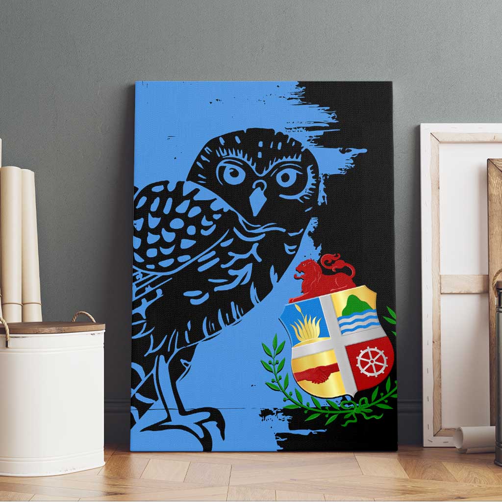 Aruba's Mascot Canvas Wall Art Blended with National Flag Details – Symbolic Design