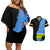 Aruba's Mascot Couples Matching Off Shoulder Short Dress and Hawaiian Shirt Blended with National Flag Details – Symbolic Design