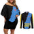 Aruba's Mascot Couples Matching Off Shoulder Short Dress and Long Sleeve Button Shirt Blended with National Flag Details – Symbolic Design