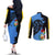 Aruba's Mascot Couples Matching Off The Shoulder Long Sleeve Dress and Long Sleeve Button Shirt Blended with National Flag Details – Symbolic Design