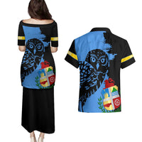 Aruba's Mascot Couples Matching Puletasi and Hawaiian Shirt Blended with National Flag Details – Symbolic Design