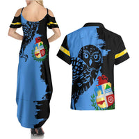 Aruba's Mascot Couples Matching Summer Maxi Dress and Hawaiian Shirt Blended with National Flag Details – Symbolic Design