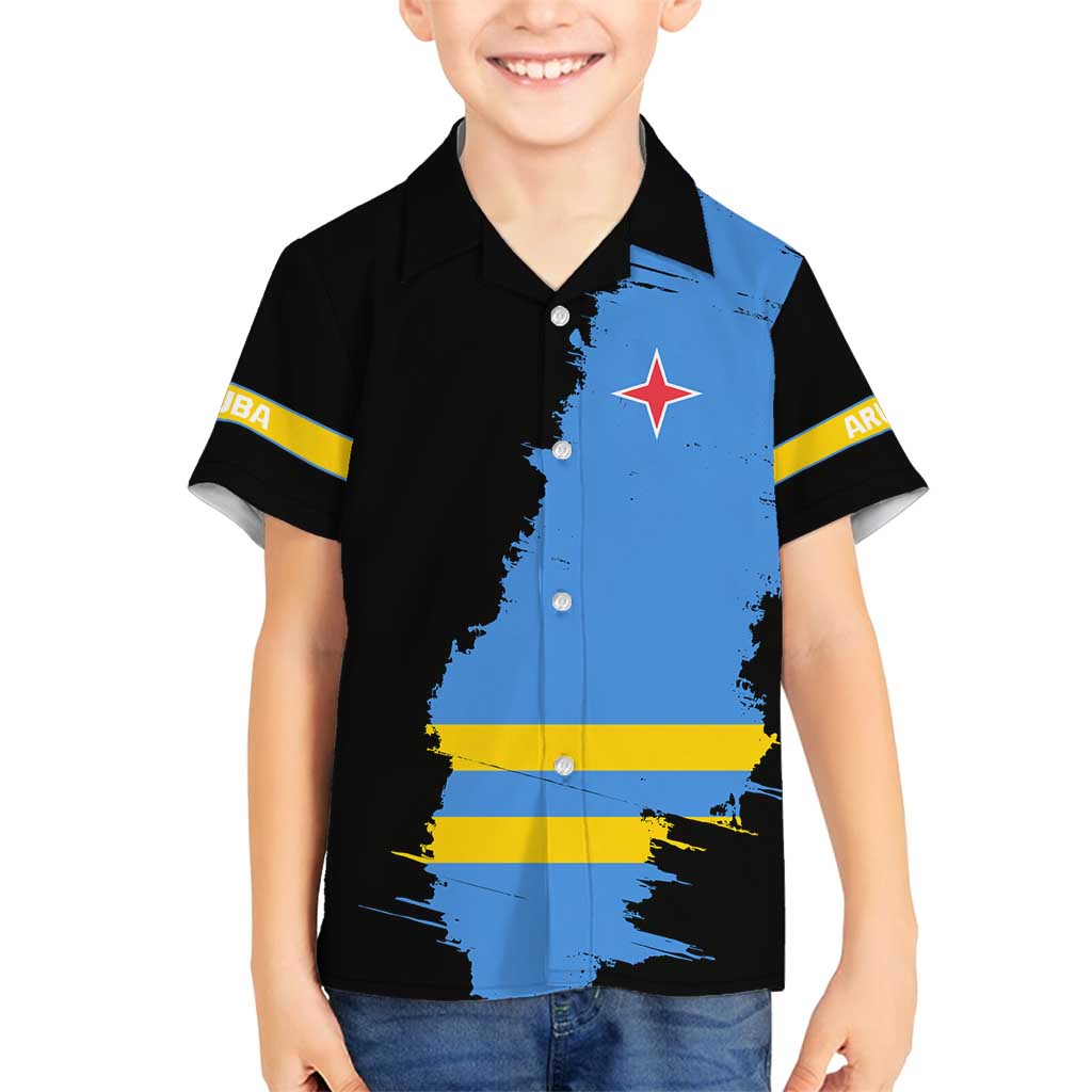 Aruba's Mascot Family Matching Long Sleeve Bodycon Dress and Hawaiian Shirt Blended with National Flag Details – Symbolic Design