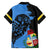 Aruba's Mascot Family Matching Off The Shoulder Long Sleeve Dress and Hawaiian Shirt Blended with National Flag Details – Symbolic Design