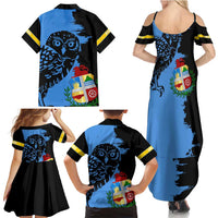Aruba's Mascot Family Matching Summer Maxi Dress and Hawaiian Shirt Blended with National Flag Details – Symbolic Design