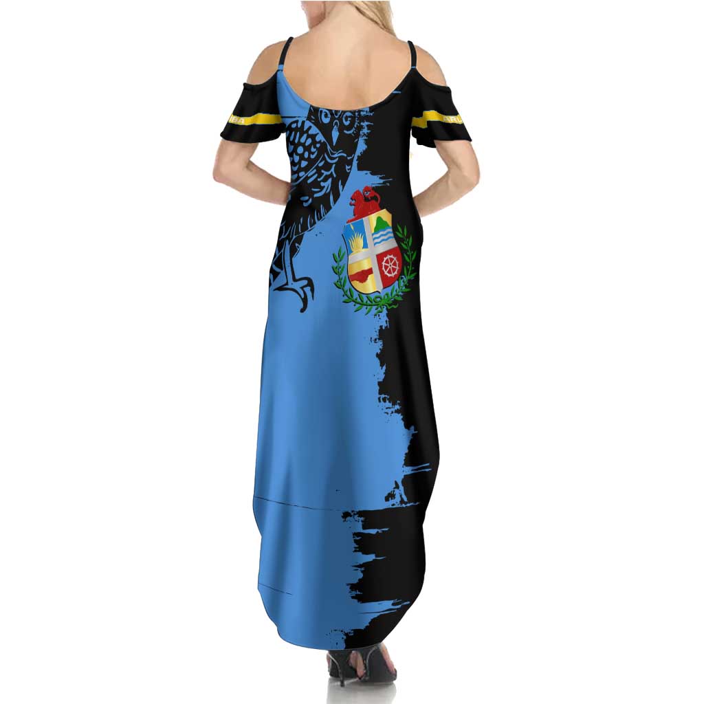 Aruba's Mascot Family Matching Summer Maxi Dress and Hawaiian Shirt Blended with National Flag Details – Symbolic Design