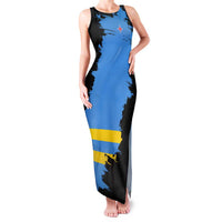 Aruba's Mascot Family Matching Tank Maxi Dress and Hawaiian Shirt Blended with National Flag Details – Symbolic Design
