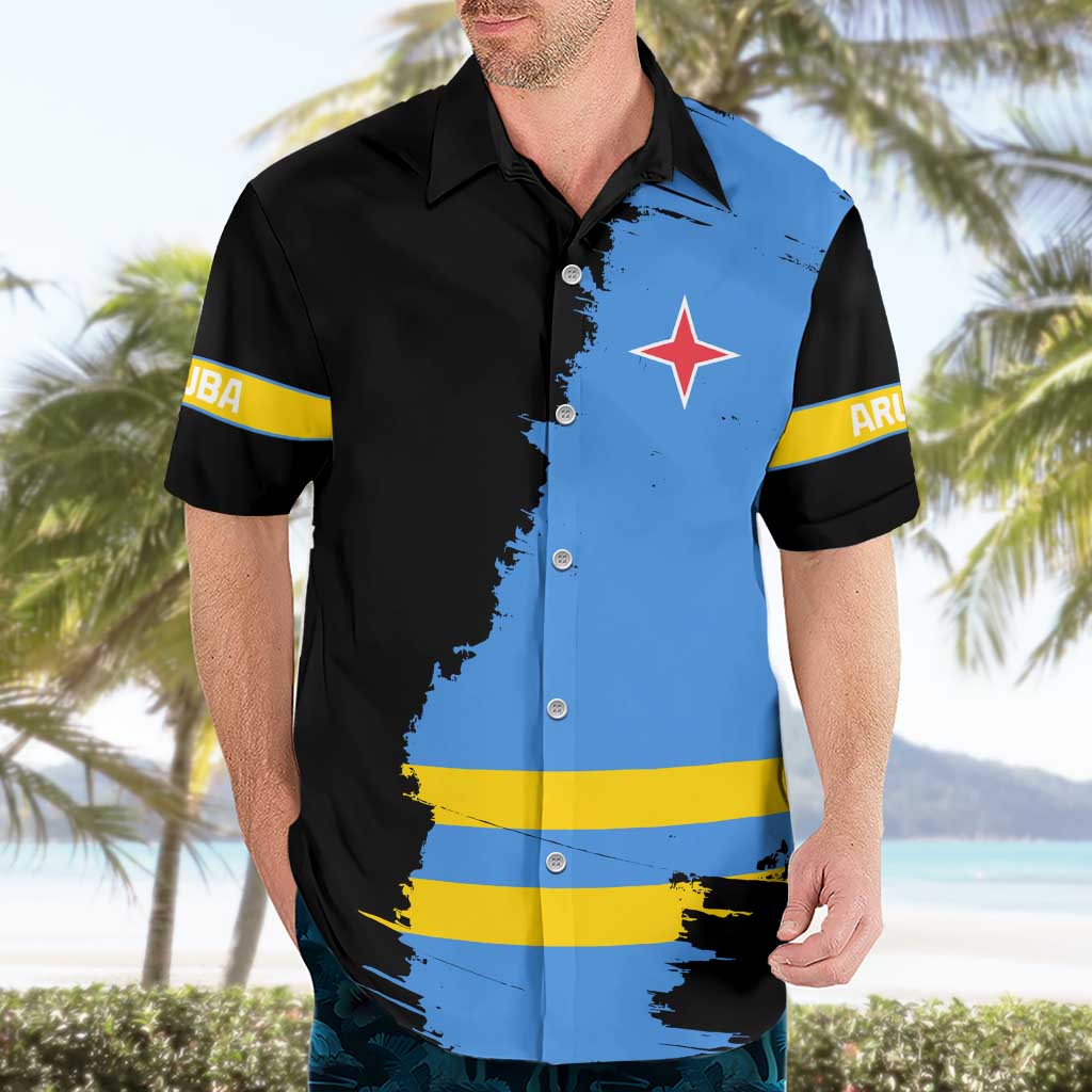 Aruba's Mascot Hawaiian Shirt Blended with National Flag Details – Symbolic Design