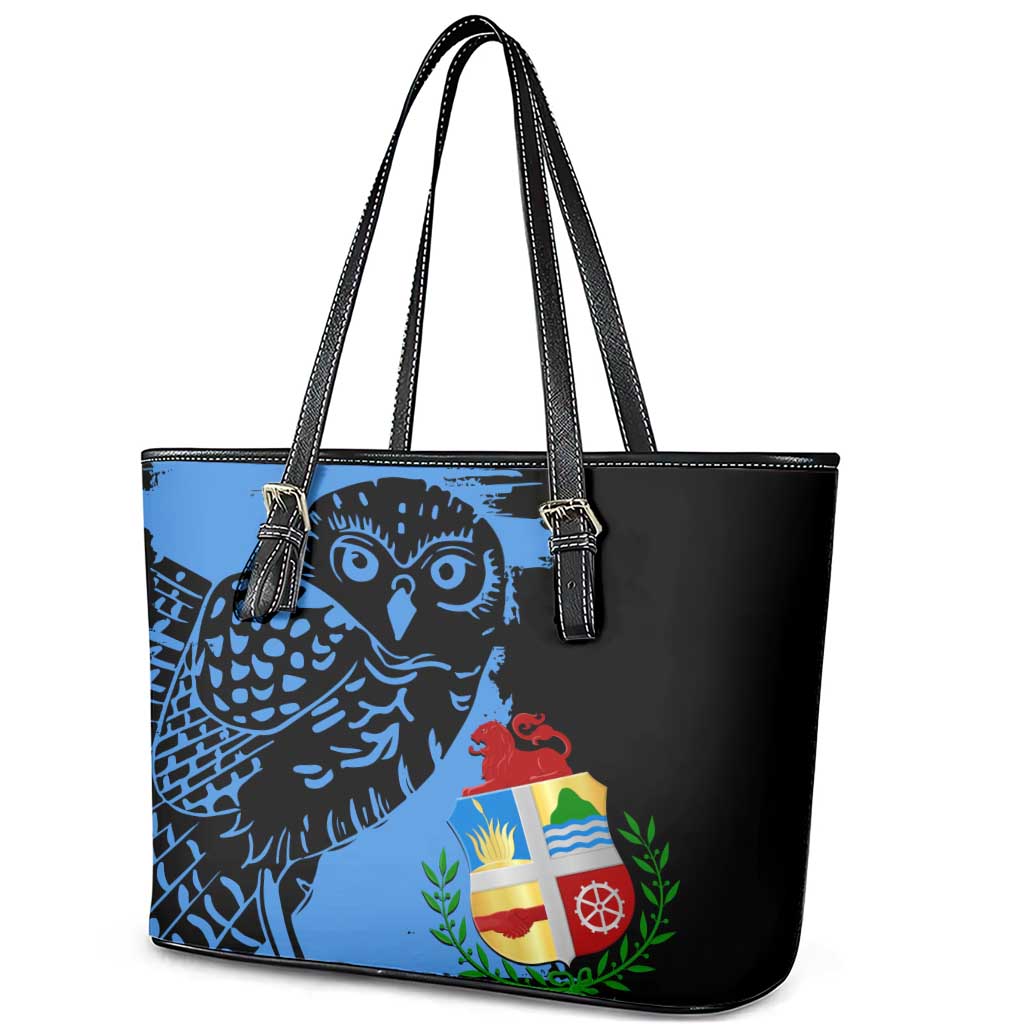 Aruba's Mascot Leather Tote Bag Blended with National Flag Details – Symbolic Design