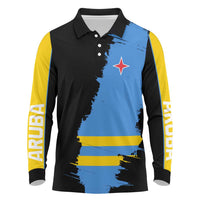 Aruba's Mascot Long Sleeve Polo Shirt Blended with National Flag Details – Symbolic Design