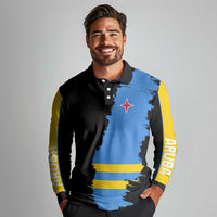 Aruba's Mascot Long Sleeve Polo Shirt Blended with National Flag Details – Symbolic Design