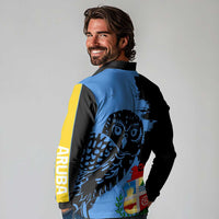 Aruba's Mascot Long Sleeve Polo Shirt Blended with National Flag Details – Symbolic Design