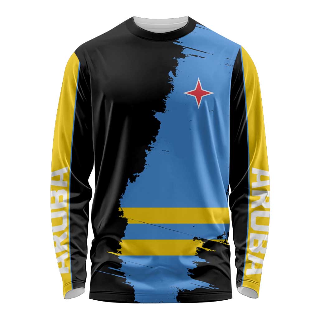 Aruba's Mascot Long Sleeve Shirt Blended with National Flag Details – Symbolic Design