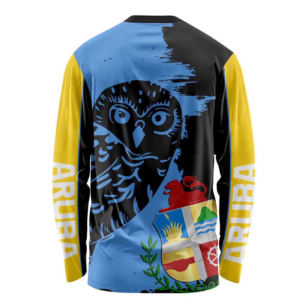 Aruba's Mascot Long Sleeve Shirt Blended with National Flag Details – Symbolic Design