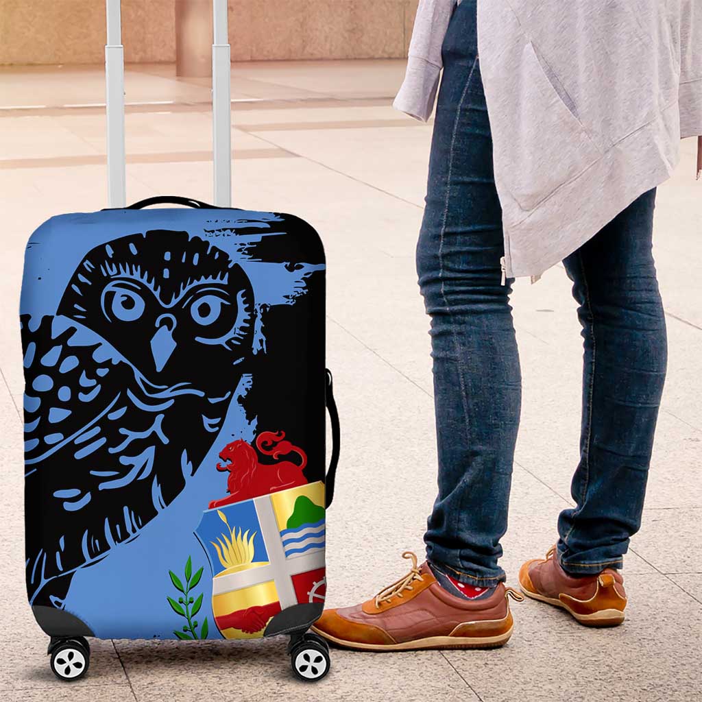 Aruba's Mascot Luggage Cover Blended with National Flag Details – Symbolic Design