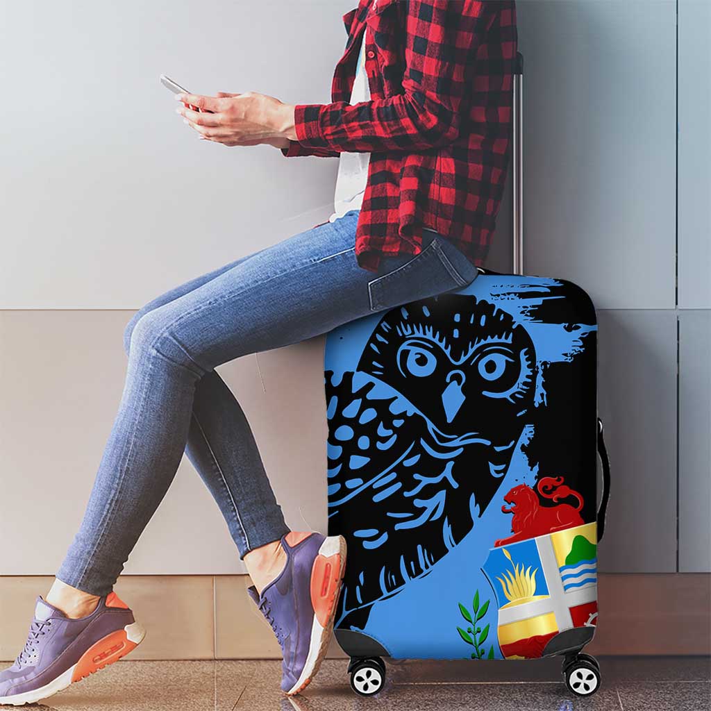 Aruba's Mascot Luggage Cover Blended with National Flag Details – Symbolic Design