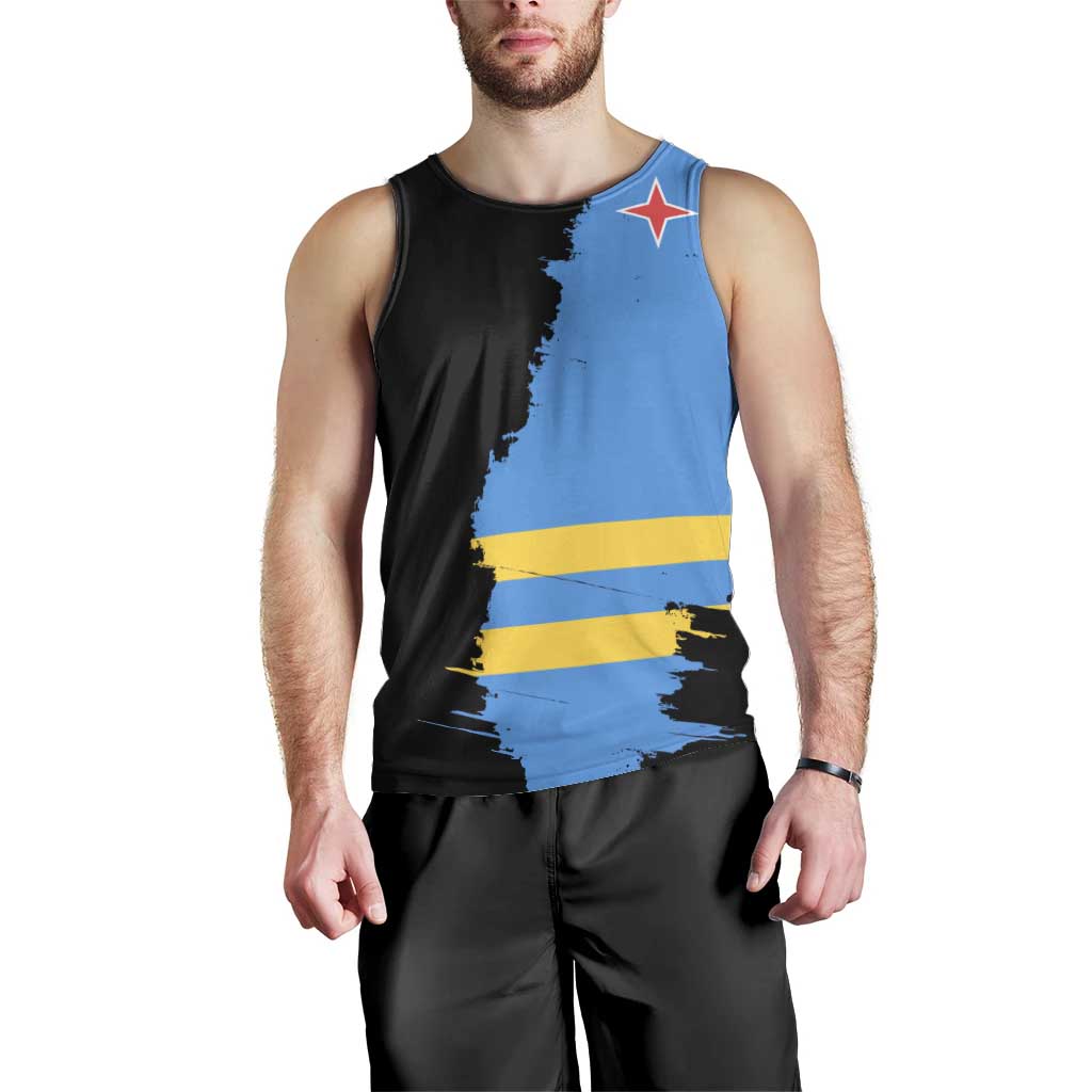 Aruba's Mascot Men Tank Top Blended with National Flag Details – Symbolic Design